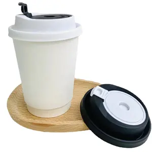 Rotary lid 90mm caliber thickened injection molding cup lid Drink coffee milk tea takeaway pack disposable sealed leakproof lid