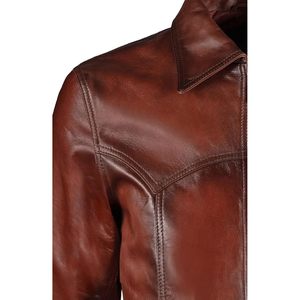 Veste en cuir d'agneau classique pour homme sur mesure, manches longues, coupe-vent, style motard, marron - Product Image 2