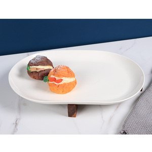 Design moderno di ceramica serveware che serve piatti spuntino antipasto che serve piatti con legno sottopentola - Product Image 2