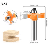 Fresa de ranurado para madera de 8 mm con vástago de carburo, 4 dientes, con rodamiento para recortar y grabar madera