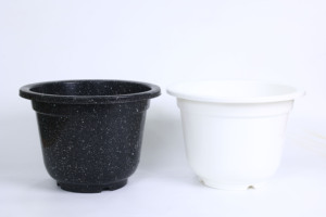 Pots de fleurs décoratifs modernes, bacs à plantes en plastique à bord roulé épais, design noir étoilé pour la décoration de la maison et du bureau, vente en gros - Product Image 4