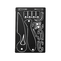 Carte de survie multifonction 22-en-1 en acier inoxydable noir, format carte de crédit, avec kit d'outils de pêche pour le camping en extérieur, les situations d'urgence et la randonnée