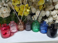 Bouteille diffuseur de parfum vintage en verre gaufré vide pour diffuseur à bâtonnets, désodorisant d'ambiance et huile parfumée, pour la décoration intérieure