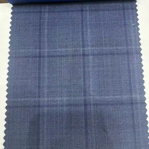 Thường xuyên sẵn sàng chứng khoán người đàn ông của coban màu xanh kiểm tra phù hợp với vải Merino worsted len pha trộn dệt kỹ thuật trực tiếp từ nhà máy Trung Quốc - Product Image 1