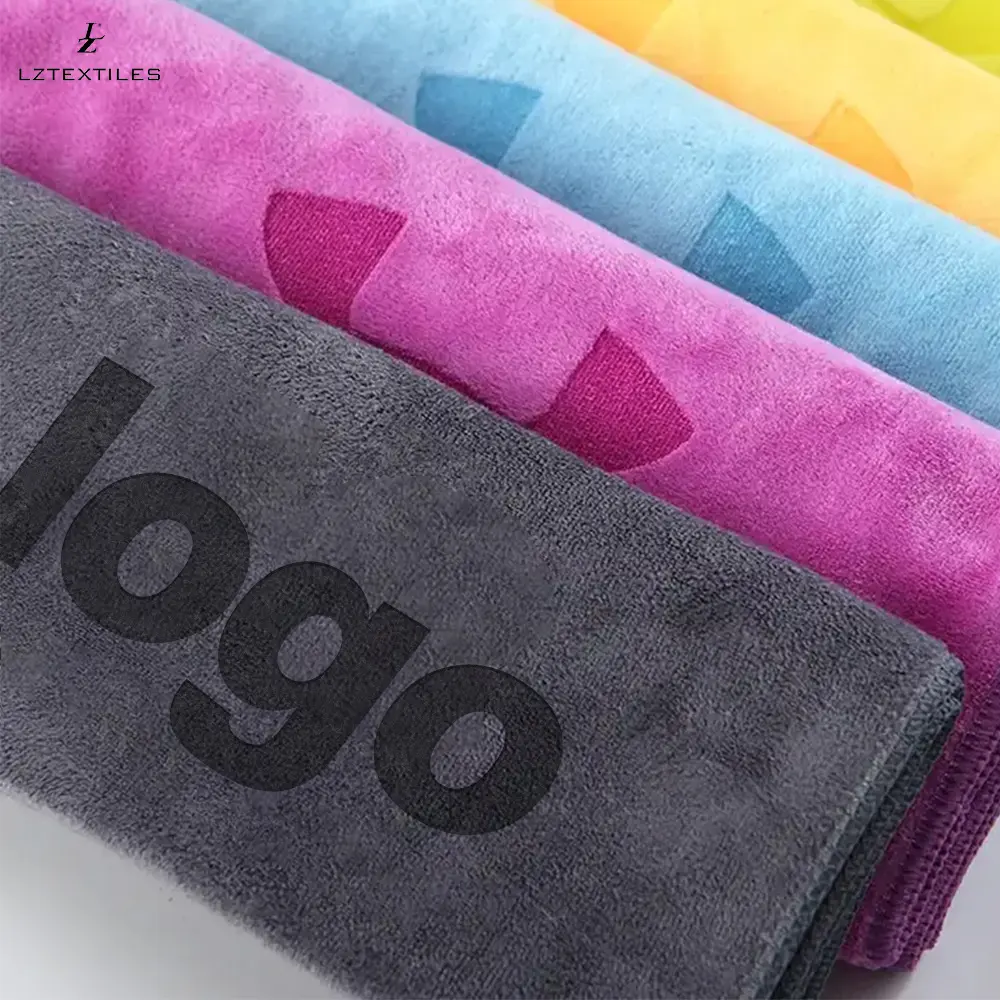 High quality fitness sport use custom logo embossed laser print or embroidery gym towel thick microfiber sport towel