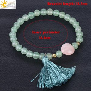 CSJA caldo stile bohémien gioielli naturale 6mm <span class=keywords><strong>quarzo</strong></span> <span class=keywords><strong>rosa</strong></span> pietra perline nappa ciondolo braccialetto donna braccialetto all'ingrosso F339 - Product Image 4