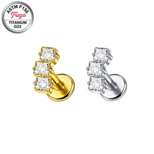 Boucles d'oreilles Freya G23 en titane, clous de tragus à dos plat, labrets, hélix, conch, bijoux de piercing, mode, cœur, flèche, zircon - Product Image 6