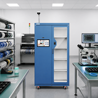 Armoire intelligente RFID à double porte pour le suivi des coupons et des échantillons, destinée aux laboratoires de contrôle qualité industriels, avec documentation automatisée