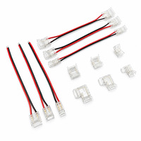 Connecteur de bande LED 2 broches sans soudure, à boucle cristalline, joint central droit, angle droit, sans zone sombre pour bande lumineuse COB basse tension
