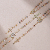 Collier de perles de chapelet catholique avec zircon avec saint saint michel/christopher/vierge marie/saint benoît