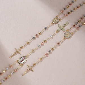 Collier de perles de chapelet catholique avec zircon avec saint saint michel/christopher/vierge <span class=keywords><strong>marie</strong></span>/saint benoît - Product Image 4