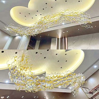 Lustre en verre sur mesure multi-styles pour hôtel moderne, grand hall, hall d'accueil, salle d'exposition, avec télécommande LED