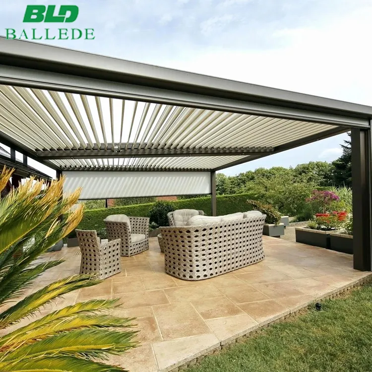 Fabricants de meubles de jardin d'extérieur, pergola en aluminium moderne étanche balcon