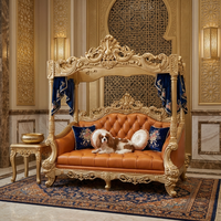 Ensemble de canapés Majlis arabes de luxe, structure en bois massif sculpté, canapé rembourré en velours pour villas, hôtels et projets FF&E