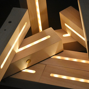 Wooden Night <b>Light</b> Beech Wood Rechargeable <b>Led</b> Multicolored Home Decor <b>USB</b> Power Abstract Design - Product Image 5