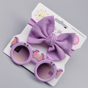 Groothandel Nieuwe Kinderen Zomer Zonnebril Bloem Brillen Met Hoofdbanden Set Kind Olifant Oren Bril Nylon Hoofdbanden Strikken Geschenken