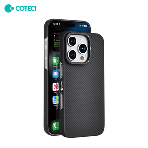 Étui de téléphone portable en fibre de carbone COTECi ultra-fin anti-traces de doigts avec support de cadre d'appareil photo pour iPhone 16 Pro et 16 Pro Max - Product Image 1