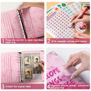 Organisateur de budget en cuir PU <span class=keywords><strong>A5</strong></span> motif marbre 2027, avec enveloppes personnalisées pour le défi d'épargne de 100 jours - Vente en gros - Product Image 5