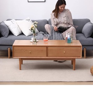 Table basse en bois de cerisier massif, style moderne minimaliste, meuble de salon, combinaison de meuble TV de style japonais - Product Image 5