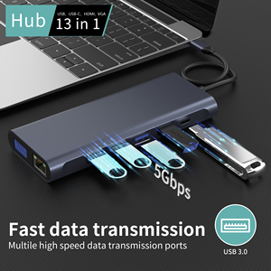 13-in-1 HDMI 8K AV 4k OTG Đầu đọc thẻ <span class=keywords><strong>Hub</strong></span> Ethernet Adapter USB C VGA Chức năng với Ethernet cho MACBOOK PRO USB <span class=keywords><strong>Hub</strong></span> - Product Image 5
