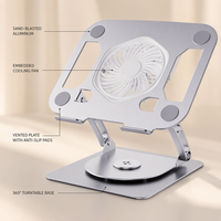 Support de refroidissement pliable en acier au carbone pour ordinateur portable et tablette, rotatif à 360°, réglable, avec ventilateur, pour bureau, vente en gros, OEM