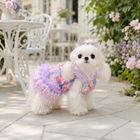 Vestido para Mascotas con Diseño Floral Pastel, Corsé con Flores 3D y Falda de Tul con Volantes en Capas para Perros Pequeños, Ropa para Mascotas con Logotipo Personalizado