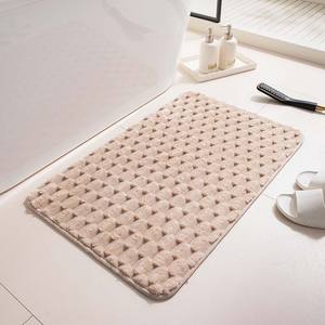 Tapis de bain en peluche en forme de coquille de tortue, rectangulaire, couleur café, absorbant, antidérapant, pour salle de bain, design minimaliste - Product Image 2