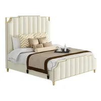 Luxe Gestoffeerde Lederen Bed Hotel Slaapkamer Sets Koningin King Size Bed Room Furniture Moderne Thuis Slapen Bed
