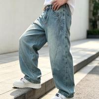 Jeans en denim respirant pour homme, coupe ample, tissu brut selvedge, fabrication OEM sur mesure