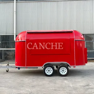 Remorque de camping rouge personnalisée pour l'extérieur, 4m, camions de cuisine mobiles avec certification CE - Product Image 1