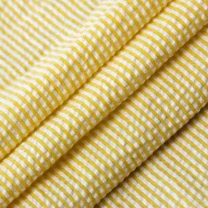 Factory Direct Custom 100 Cotton Plain Stripe Seersucker Yarn Dyed Fabrics For Clothing