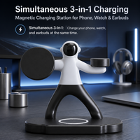 Station de charge sans fil magnétique 3 en 1 15W avec PD pour téléphone, pour montre, design Spaceman, chargeur de bureau