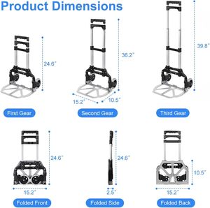 Lipat truk tangan <span class=keywords><strong>Dolly</strong></span> <span class=keywords><strong>Cart</strong></span> 330 Lbs kapasitas beban Aluminium Trolley <span class=keywords><strong>Cart</strong></span> dengan Telescoping Handle <span class=keywords><strong>2</strong></span> roda - Product Image 4