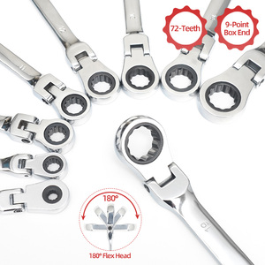 Xiaoyi Professional Grade <b>Ratchet</b> Wrench <b>Set</b> 9-Piece CRV Industrial Chrome-Plated Auto Repair Combination <b>Spanner</b> with OEM - Product Image 2