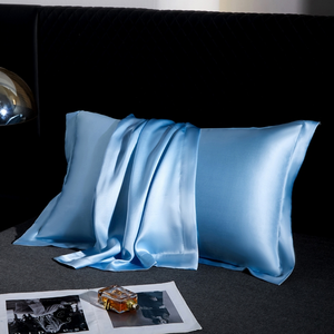 Taie d'oreiller en soie 100% tissée couleur unie, luxe léger, bio, textile de maison doux, 48x74cm, ouverture enveloppe, moderne - Product Image 4