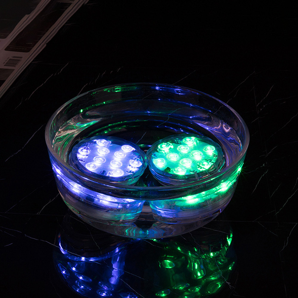 Battery Powered RGB Submersible LED Lights Remote Control RGB Multi Color Changing for Pool Vase Base Spa Aquarium Pond Party