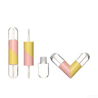 Tube de brillant à lèvres vide transparent rechargeable avec double applicateur style capsule