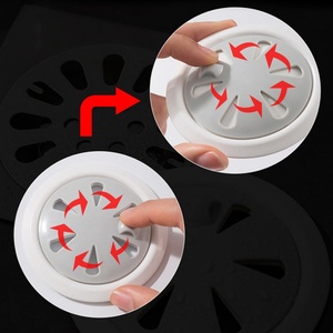 Vente en gros, Meilleure vente : Grille de drain de sol ronde en plastique, type interrupteur, anti-blocage, pour lavabo et salle de bain - Product Image 1