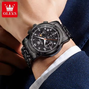   Montre de sport multifonctionnelle pour hommes, montre-bracelet à Quartz avec phases de lune, bracelet en acier, étanche, lumineuse, cadeau pour homme, 2983 - Product Image 3