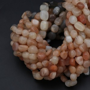 ลูกปัดหินมูนสโตนสีพีชธรรมชาติทรงหยดน้ำ ขนาด 12.5 นิ้ว - Product Image 6