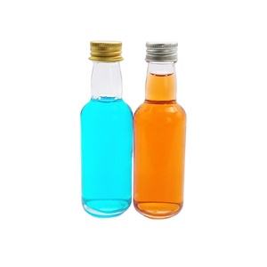Mini mignon rond 50ml hautement blanc verre spiritueux vin bouteille d'alcool avec couvercle en aluminium - Product Image 1