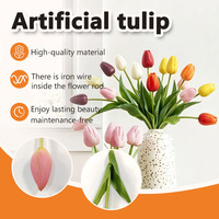 Bouquet de tulipes classiques en gel souple au toucher réel - Fait main, léger, durable, bouquet de fleurs artificielles pour la décoration de la maison et des événements