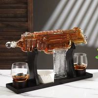 Set Botol Dekanter Wiski Bentuk Senapan Uzi 1000ml untuk Tequila, Vodka, dan Minuman Keras Lainnya dengan 2 Gelas