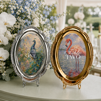 Cadre de numéro de table en métal orné style peinture à l'huile classique pour mariage, banquet, restaurant, bar, fête, décoration romantique, vente en gros