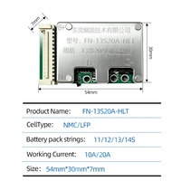 Carte de protection de batterie au lithium FN Hardware BMS 10S 13S 10A 20A 32V 37V 41V 48V LFP NMC pour vélo électrique et lampadaire solaire
