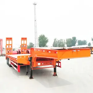 China Manufacturer Low Flatbed 3 Axle 60 Ton Lowbed Semi Trailer for Heavy Machinery