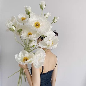 Flor Artificial de Amapola de Seda Blanca de 1m de Largo para Decoración de Bodas y Hogar, Marca West Lake Disc - Product Image 1