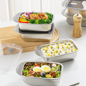 Contenedores de acero inoxidable de metal para comida, almacenamiento de comida para restaurante, congelador de cocina, Buffet, <span class=keywords><strong>caja</strong></span> de almuerzo de metal Bento - Product Image 3