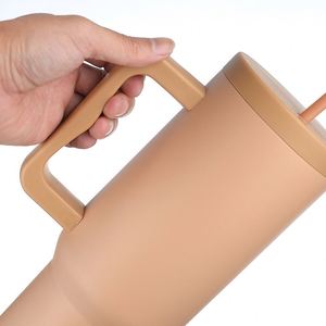 Gobelet isotherme moderne en acier inoxydable de 40 oz, personnalisé et écologique, réutilisable pour le voyage, avec poignée et paille, isolation sous vide 12-24h - Product Image 2