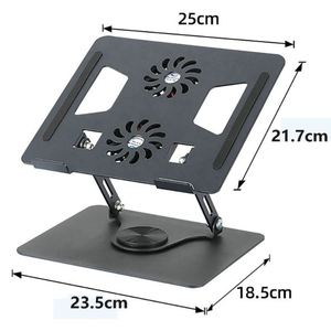 X523 Oem 360 Degree Rotating Foldable Laptop Riser Holder Aluminum Alloy Portable Laptop Cooling <b>Stand</b> With Double Fans - Product Image 4